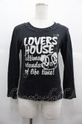 LOVERSHOUSE / ロゴプリントTシャツ  黒Ｘ白 I-25-06-25-023-PU-TO-HD-ZI