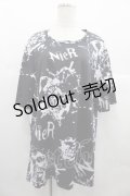 NieR Clothing / 総柄半袖カットソー  黒Ｘ白 I-25-06-25-024-PU-TO-HD-ZI