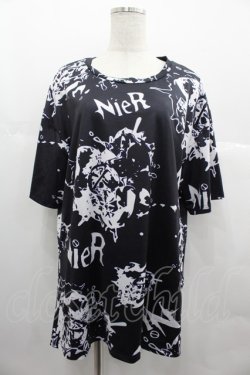 画像1: NieR Clothing / 総柄半袖カットソー  黒Ｘ白 I-25-06-25-024-PU-TO-HD-ZI