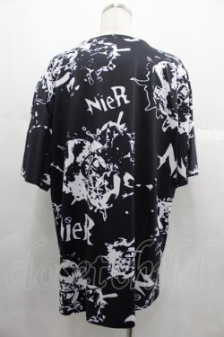 画像2: NieR Clothing / 総柄半袖カットソー  黒Ｘ白 I-25-06-25-024-PU-TO-HD-ZI