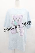 LISTEN FLAVOR / お注射ベアビッグTシャツ  ライトブルー I-25-06-25-027-PU-TS-HD-ZI