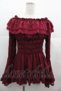 ATELIER PIERROT / Shirring princess sleeve blouse  ボルドー I-25-06-25-029-EL-BL-HD-ZI