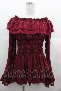 画像1: ATELIER PIERROT / Shirring princess sleeve blouse  ボルドー I-25-06-25-029-EL-BL-HD-ZI