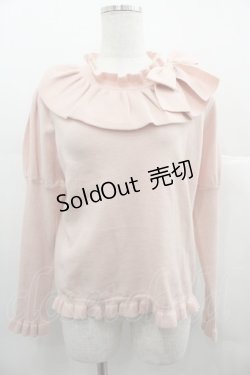 画像1: PINK HOUSE / リボンモチーフ使いヨーク衿ニット  ピンク I-25-06-25-033-LO-TO-HD-ZI