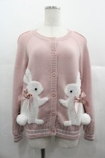 画像1: PINK HOUSE / スイーツスプリングバニーモチーフ付きニットカーディガン  ピンク I-25-06-25-034-LO-TO-HD-ZI (1)