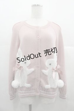 画像1: PINK HOUSE / スイーツスプリングバニーモチーフ付きニットカーディガン  ピンク I-25-06-25-034-LO-TO-HD-ZI