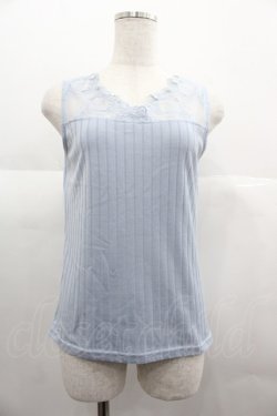 画像1: axes femme / 繊細レースタンク  サックス I-25-06-25-005-AX-TO-HD-ZI