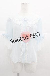BABY,THE STARS SHINE BRIGHT / シフォン５分袖ブラウス  サックス I-25-06-29-001-BA-BL-HD-ZI