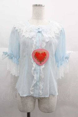 画像1: BABY,THE STARS SHINE BRIGHT / シフォン５分袖ブラウス  サックス I-25-06-29-001-BA-BL-HD-ZI