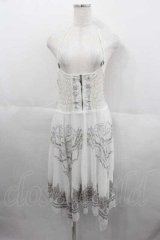 Rozen Kavalier / ハサミモチーフ刺繍&裾プリントスカート  白Ｘブラウン I-25-06-29-076-OO-SK-HD-ZI
