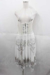 Rozen Kavalier / ハサミモチーフ刺繍&裾プリントスカート  白Ｘブラウン I-25-06-29-076-OO-SK-HD-ZI
