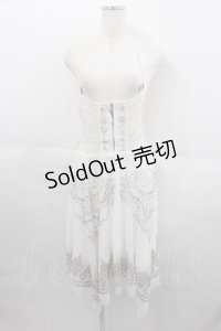 Rozen Kavalier / ハサミモチーフ刺繍&裾プリントスカート  白Ｘブラウン I-25-06-29-076-OO-SK-HD-ZI