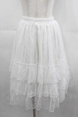 画像1: ATELIER PIERROT / Ruffle Chiffon Skirt-Lace-  白 I-25-06-29-077-EL-SK-HD-ZI