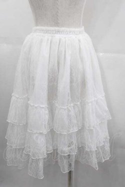 画像2: ATELIER PIERROT / Ruffle Chiffon Skirt-Lace-  白 I-25-06-29-077-EL-SK-HD-ZI