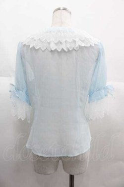 画像2: BABY,THE STARS SHINE BRIGHT / シフォン５分袖ブラウス  サックス I-25-06-29-001-BA-BL-HD-ZI