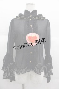 画像1: BABY,THE STARS SHINE BRIGHT / Horoscopeドットブラウス  黒 I-25-06-29-003-BA-BL-HD-ZI