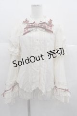 星箱works / ホイップクリームホールケーキ 姫袖付きチェックリボンブラウス S 生成りＸ赤 I-25-06-29-026-PU-BL-HD-ZI