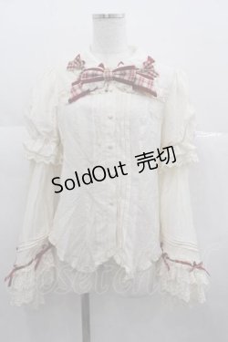 画像1: 星箱works / ホイップクリームホールケーキ 姫袖付きチェックリボンブラウス S 生成りＸ赤 I-25-06-29-026-PU-BL-HD-ZI