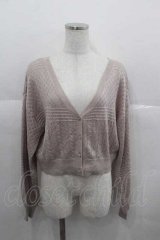 axes femme POETIQUE / 透かし編み柄ショートカーディガン  ラベンダー I-25-06-29-027-AX-TO-HD-ZI