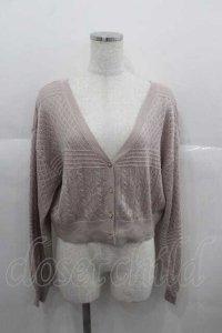 axes femme POETIQUE / 透かし編み柄ショートカーディガン  ラベンダー I-25-06-29-027-AX-TO-HD-ZI