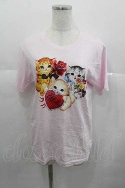 画像1: MILK / 3 lovely cat TEE  ピンク I-25-06-29-028-ML-TO-HD-ZI