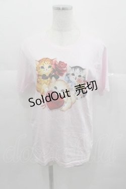 画像1: MILK / 3 lovely cat TEE  ピンク I-25-06-29-028-ML-TO-HD-ZI