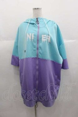 画像1: NieR Clothing / 2カラー半袖パーカー  サックスＸパープル I-25-06-29-042-PU-TO-HD-ZI