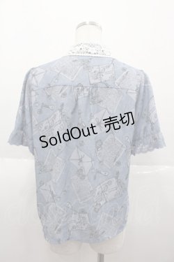 画像2: axes femme POETIQUE / プリュムプリントレース襟ブラウス  ブルー I-25-07-06-005-AX-TO-HD-ZI