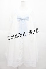 metamorphose / セーラーリボンタイシャツワンピース(ワッペン付)  白Ｘサックス I-25-07-06-044-ME-OP-HD-ZI