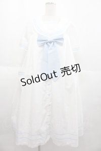 metamorphose / セーラーリボンタイシャツワンピース(ワッペン付)  白Ｘサックス I-25-07-06-044-ME-OP-HD-ZI