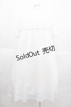 画像2: metamorphose / セーラーリボンタイシャツワンピース(ワッペン付)  白Ｘサックス I-25-07-06-044-ME-OP-HD-ZI
