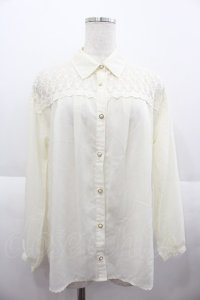 LIZ LISA / レース切替シフォンブラウス  アイボリー I-25-07-06-006-LO-BL-HD-ZI
