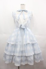 画像1: mellfy memory / Fairy love Gingham check ワンピース  サックス I-25-07-06-057-LO-OP-HD-ZT326 (1)