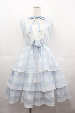 画像1: mellfy memory / Fairy love Gingham check ワンピース  サックス I-25-07-06-057-LO-OP-HD-ZI