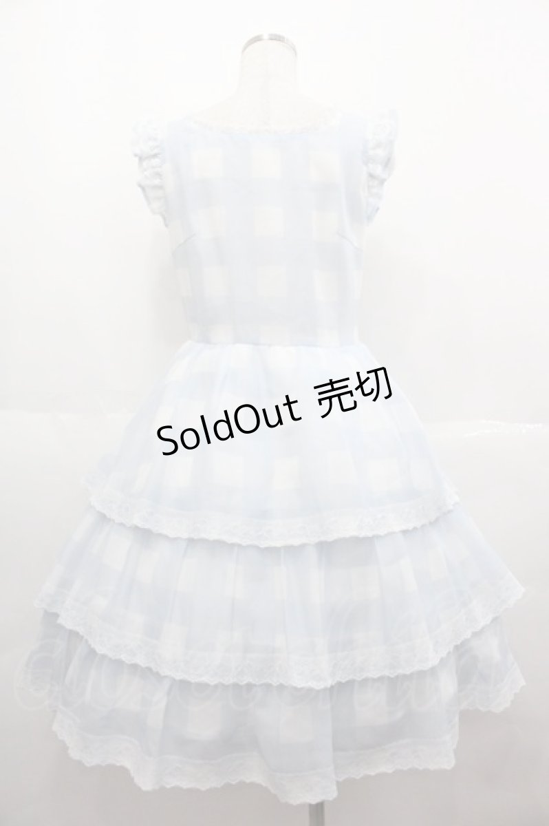 画像2: mellfy memory / Fairy love Gingham check ワンピース  サックス I-25-07-06-057-LO-OP-HD-ZT326 (2)