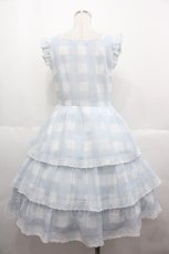 画像2: mellfy memory / Fairy love Gingham check ワンピース  サックス I-25-07-06-057-LO-OP-HD-ZT326 (2)