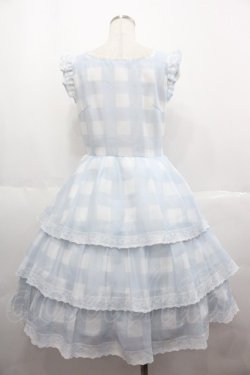 画像2: mellfy memory / Fairy love Gingham check ワンピース  サックス I-25-07-06-057-LO-OP-HD-ZI