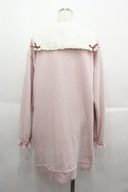 画像2: Secret Honey / リボンセーラー襟スウェットワンピース  ピンクＸアイボリー I-25-07-06-064-CA-OP-HD-ZI