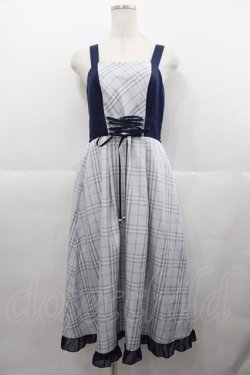 画像1: axes femme POETIQUE / チェックバイカラーキャミワンピース  ネイビー I-25-07-06-072-AX-OP-HD-ZI