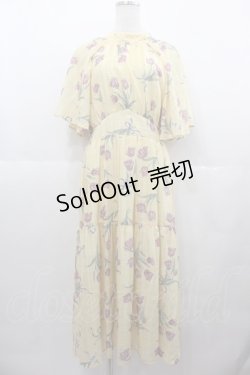 画像1: axes femme POETIQUE / チューリップブーケロングワンピース M イエロー I-25-07-06-074-AX-OP-HD-ZI