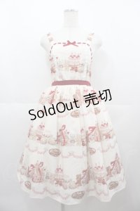axes femme kawaii / お菓子の家柄ジャンスカ M 生成り I-25-07-06-077-AX-OP-HD-ZI