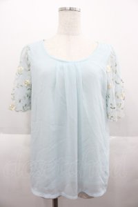 axes femme / 袖刺繍フレアプルオーバー M サックス I-25-07-06-010-AX-TO-HD-ZI