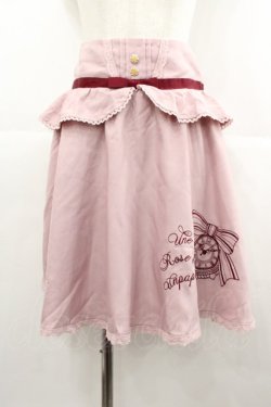 画像1: axes femme / リボン時計刺繍スカート  ピンクＸボルドー I-25-07-06-096-AX-SK-HD-ZI
