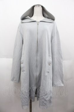画像1: axes femme / 裾レースロングパーカー  ホワイトグレー I-25-07-06-012-AX-TO-HD-ZI