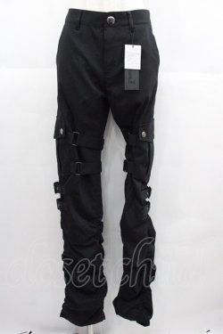 画像1: CavariA / ベルテッドボンテージカーゴパンツ  黒 I-25-07-06-110-PU-PA-HD-ZI