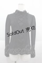 axes femme / ファー襟カットソー  黒 I-25-07-06-013-AX-TO-HD-ZI