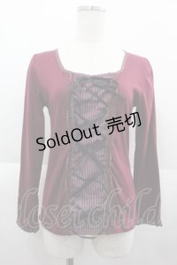 axes femme / レジメ柄レースup PO  ボルドーＸ黒 I-25-07-06-015-AX-TO-HD-ZI