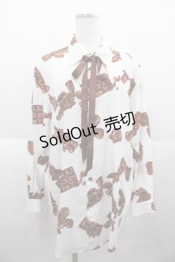 画像1: MILKBOY / CHOCOLATE MURDERシャツ  白Ｘブラウン I-25-07-06-019-MB-BL-HD-ZI