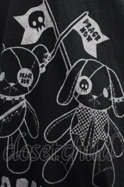 画像3: PEACE NOW / うさぎくまプリントカットソー  黒Ｘグレー I-25-07-06-021-PU-TO-HD-ZI