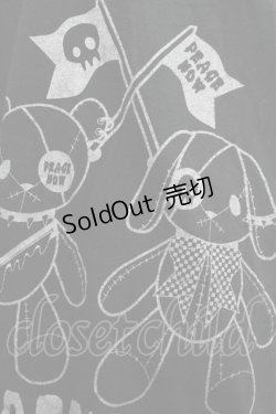 画像3: PEACE NOW / うさぎくまプリントカットソー  黒Ｘグレー I-25-07-06-021-PU-TO-HD-ZI